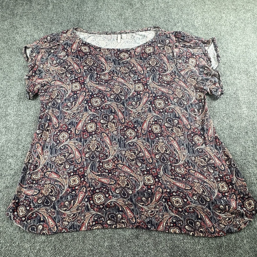 EST. 1946 Top Women's 18/20W Navy Paisley Boho Whimsigoth Fairy Festival Artsy
